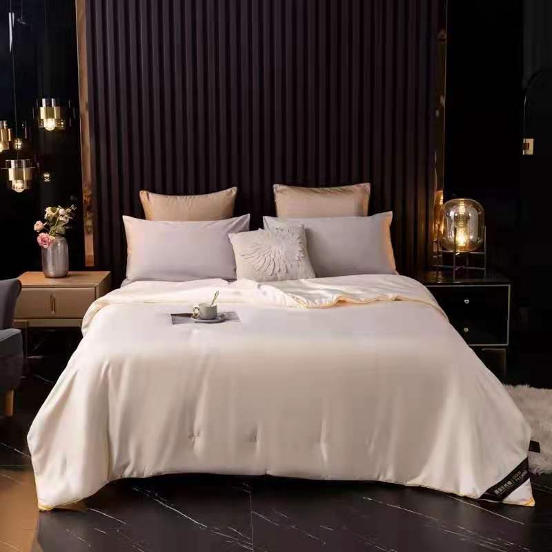 Pure Color Long Silk Polyester Summer Quilt
